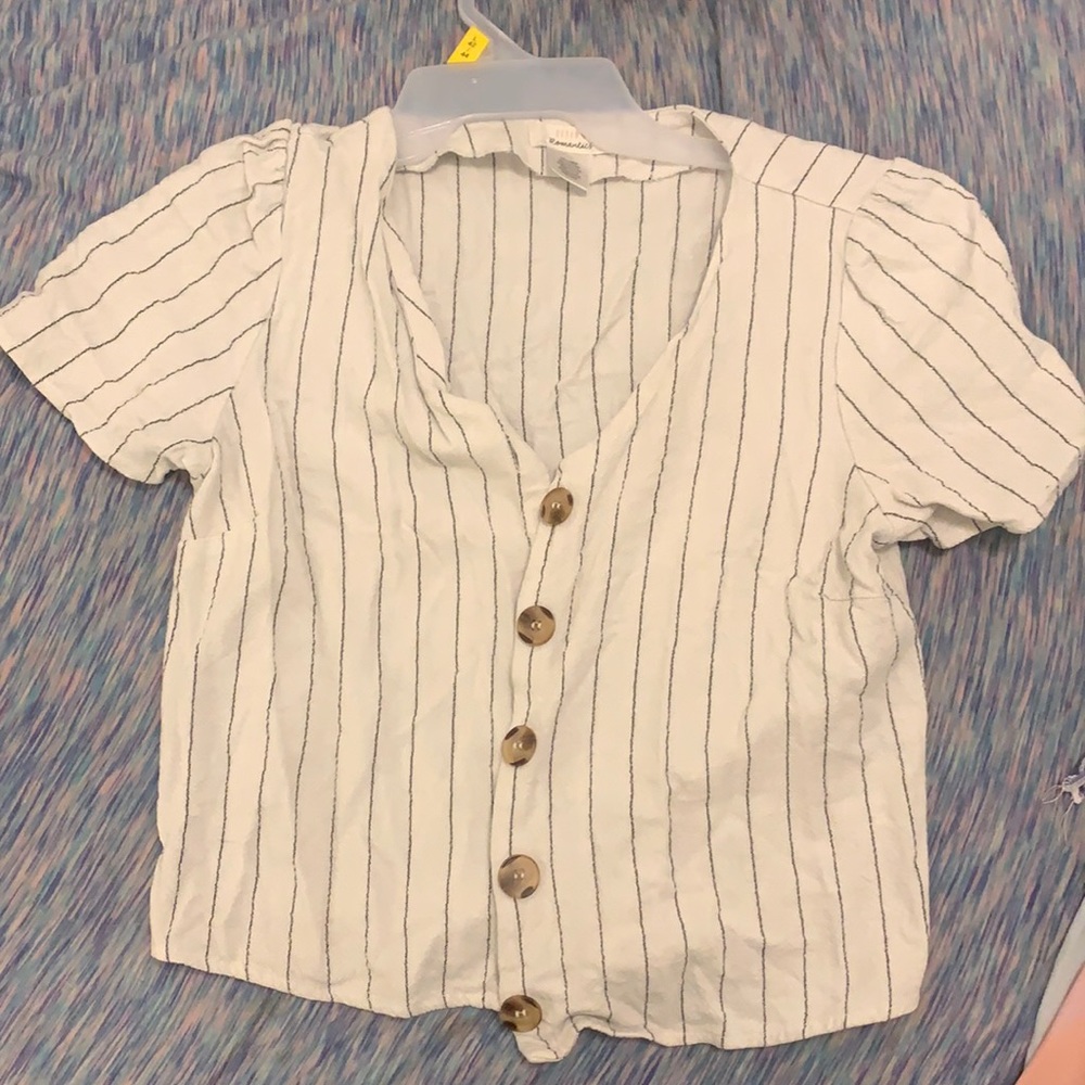 White button down crop top